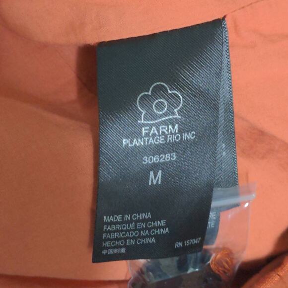 Farm Rio Womens Blazer Jacket Brown Rust Buttons Pockets 100% Linen Collar M New - Picture 7 of 15